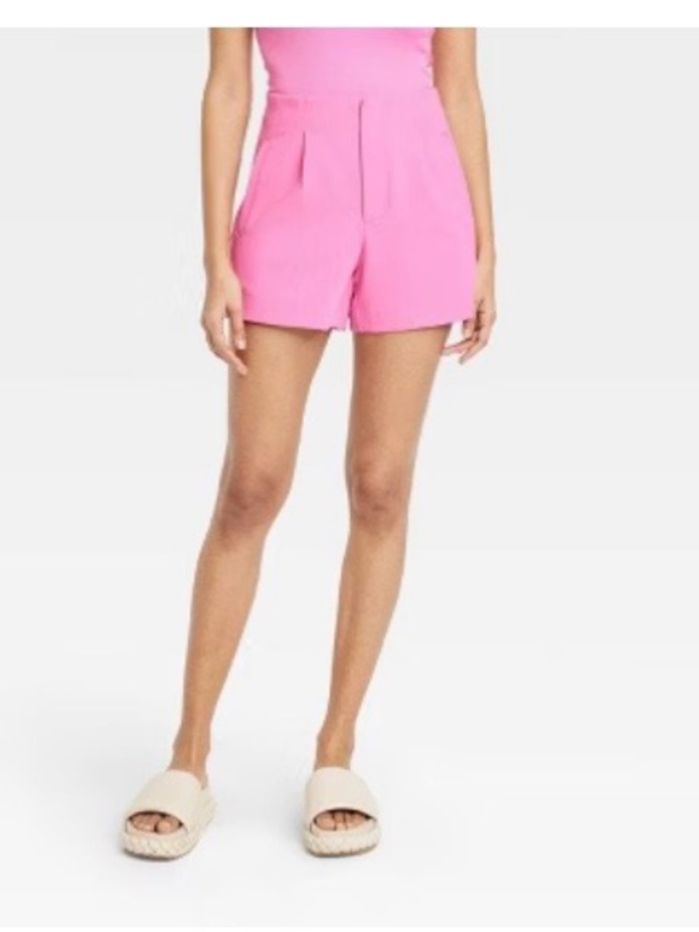 a new day Bright Pink High-Waist Pleated Shorts